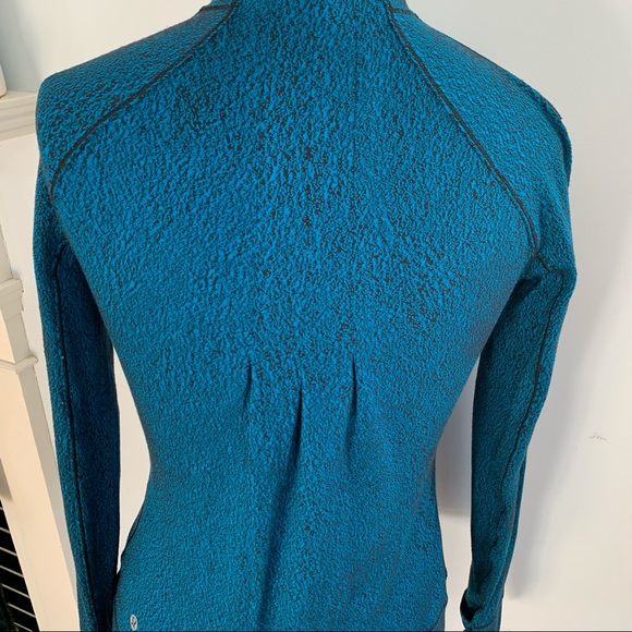 Lululemon Rush Hour aqua blue black print half-zip top Luon Spray Jacquard EUC - Picture 9 of 16